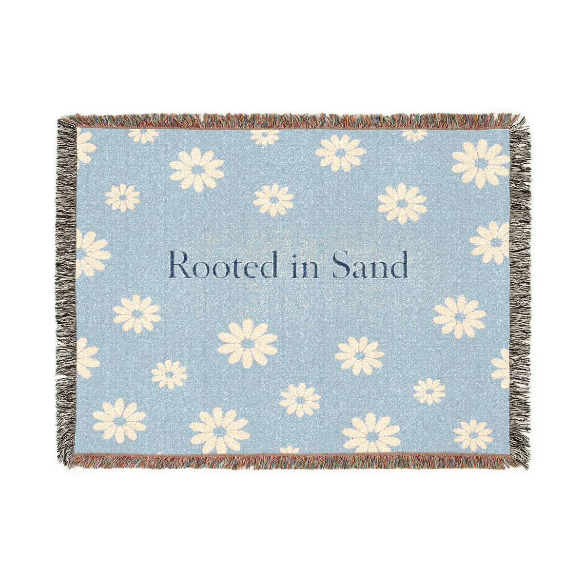 Rooted in Sand Woven Blanket — Daisy Pattern Cozy Throw for Beach Lovers