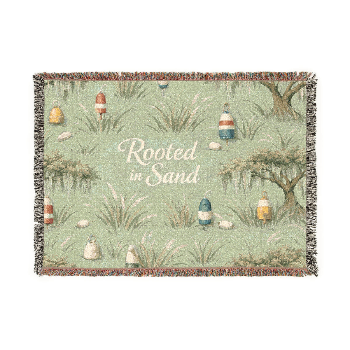 Woven Blanket — Rooted in Sand Coastal Nautical Throw
