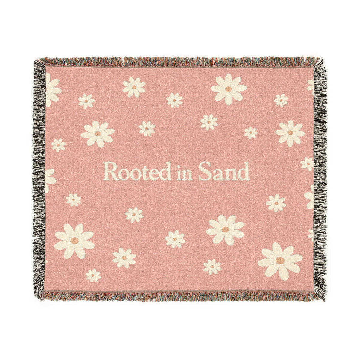 Rooted in Sand Woven Blanket — Boho Floral Throw for Cozy Home Decor