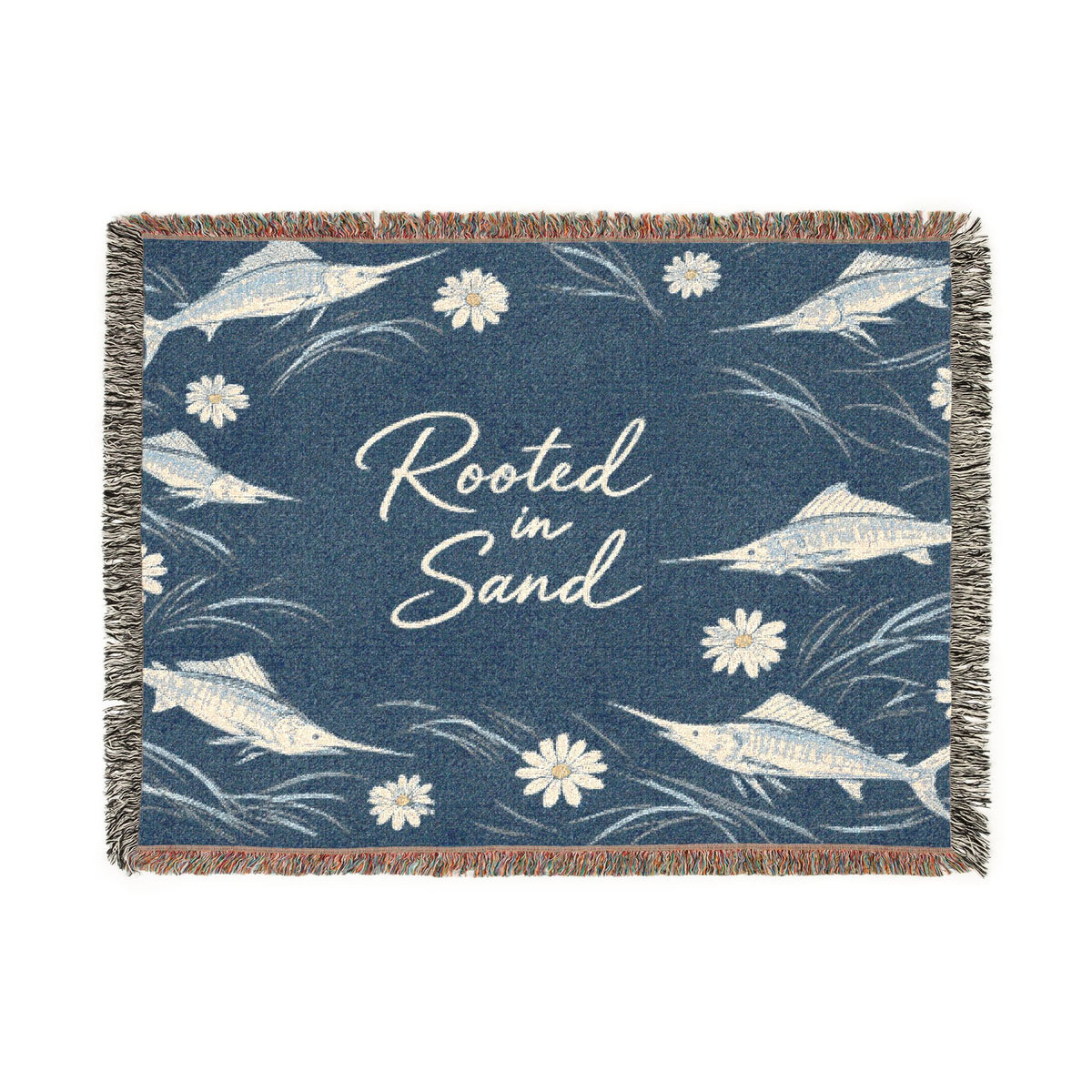Rooted in Sand Woven Blanket – Floral Coastal Throw