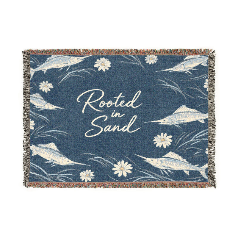 Rooted in Sand Woven Blanket – Floral Coastal Throw