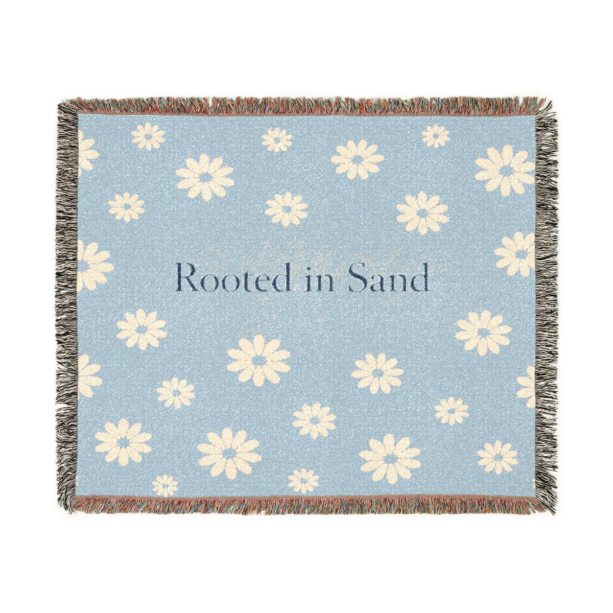Rooted in Sand Woven Blanket — Daisy Pattern Cozy Throw for Beach Lovers