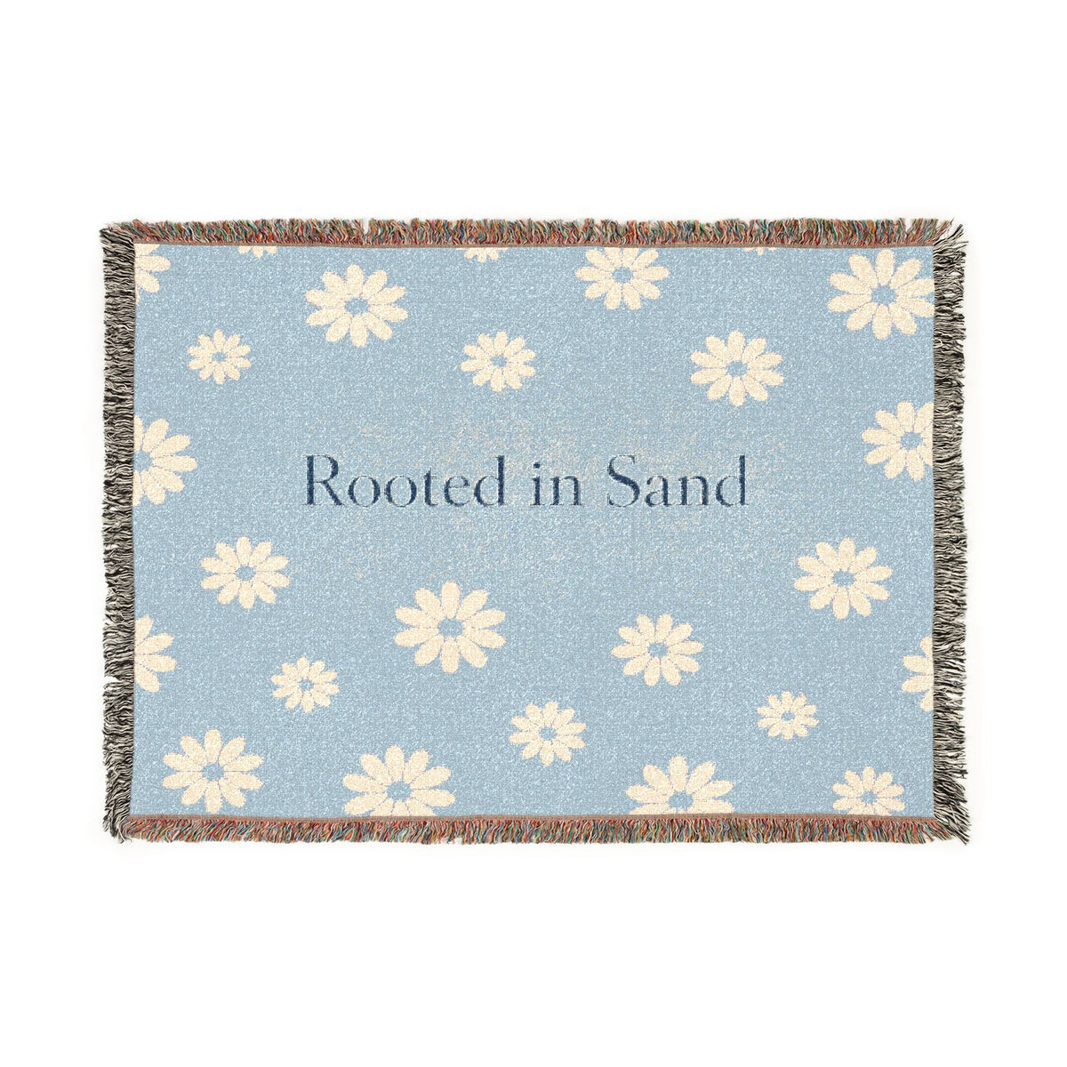 Rooted in Sand Woven Blanket — Daisy Pattern Cozy Throw for Beach Lovers