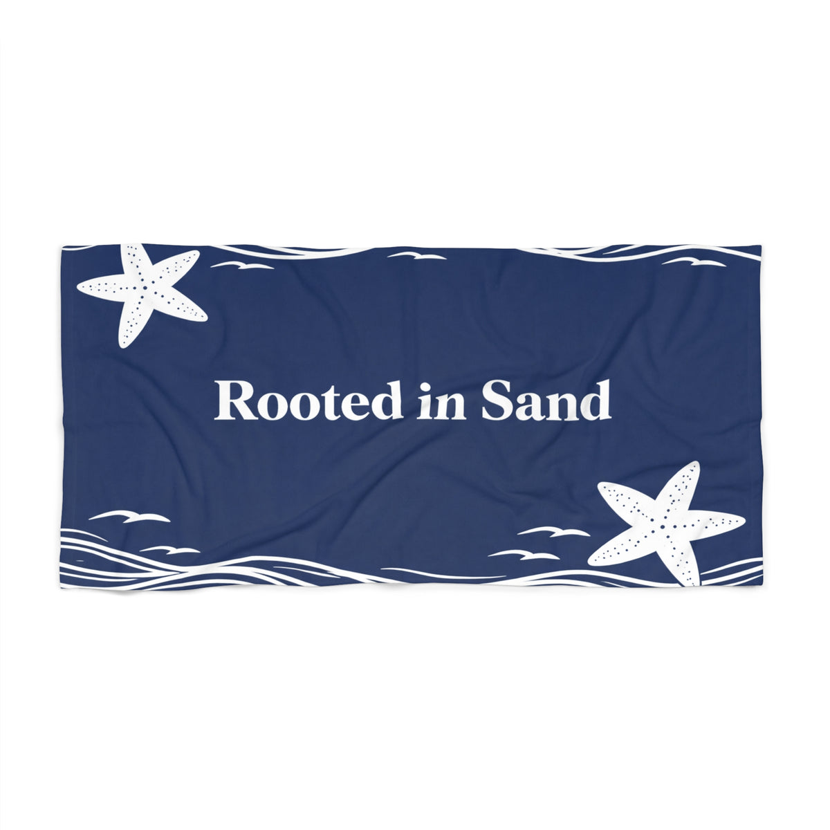 Rooted in Sand Beach Towel – Navy Blue Starfish Beach Towel