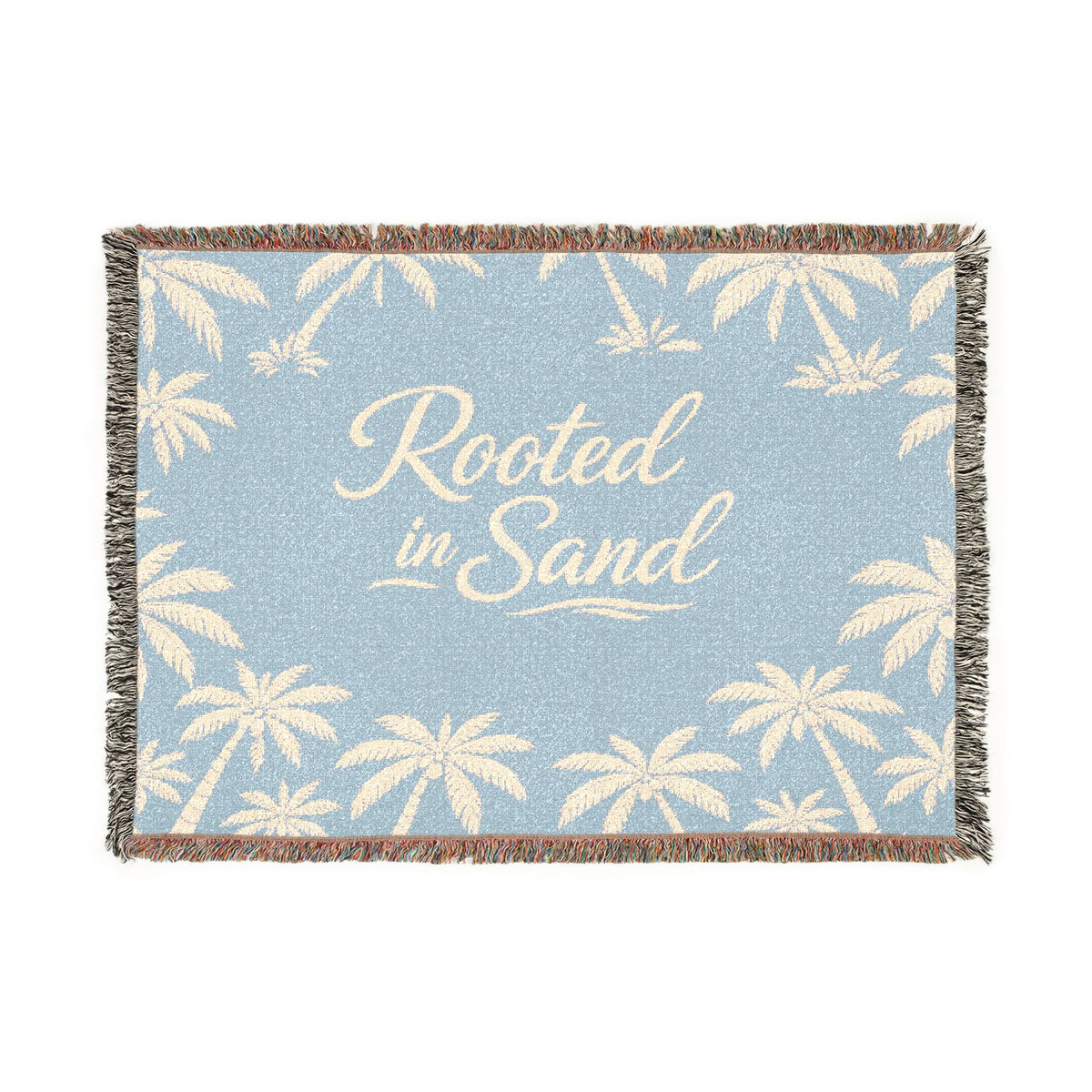 Rooted in Sand Woven Throw Blanket — Tropical Palm Beach Decor