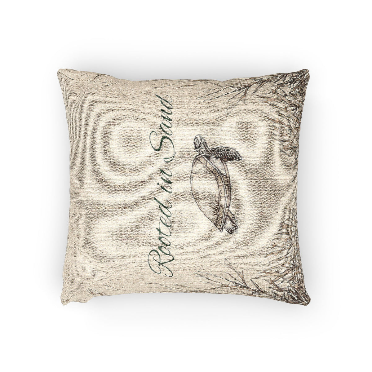 Woven Pillow — Rooted in Sand Turtle Coastal Decorative Pillow