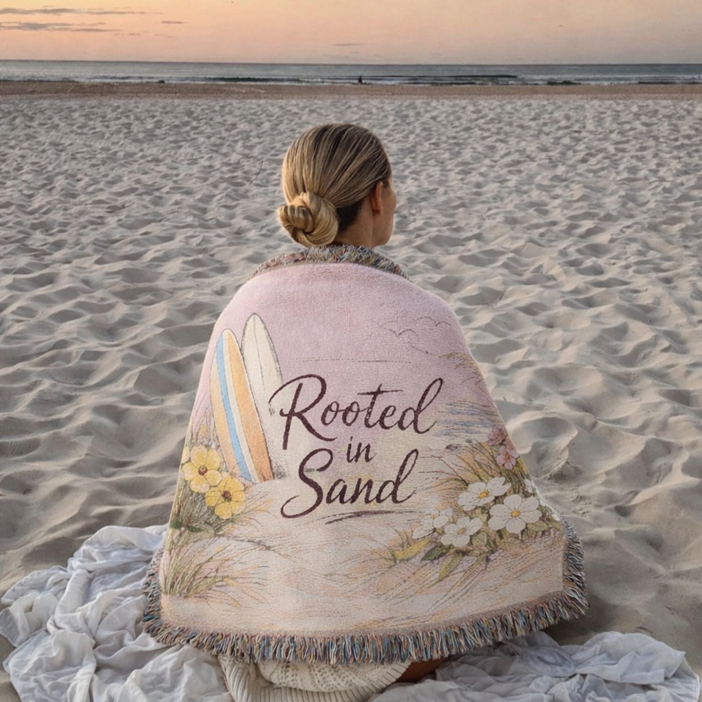 Floral Coastal Woven Throw Blanket | Rooted in Sand
