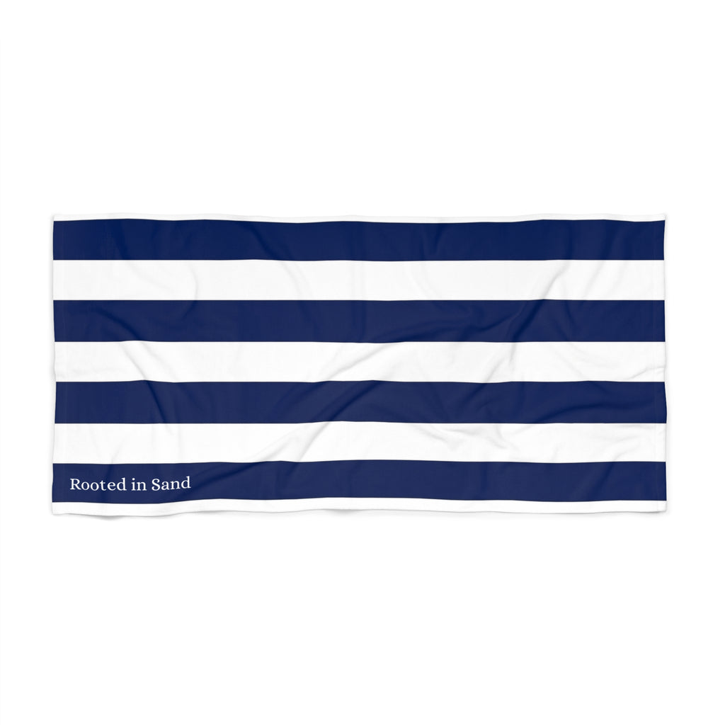 Rooted in Sand Navy Striped Beach Towel