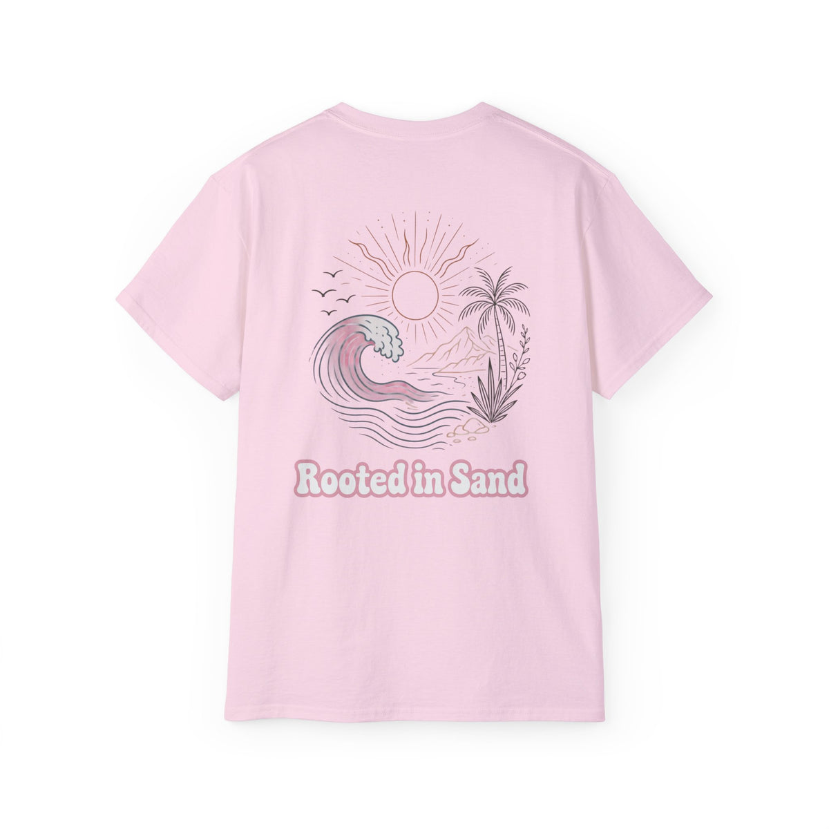 Women's Pink Surf Wave Beach T-Shirt