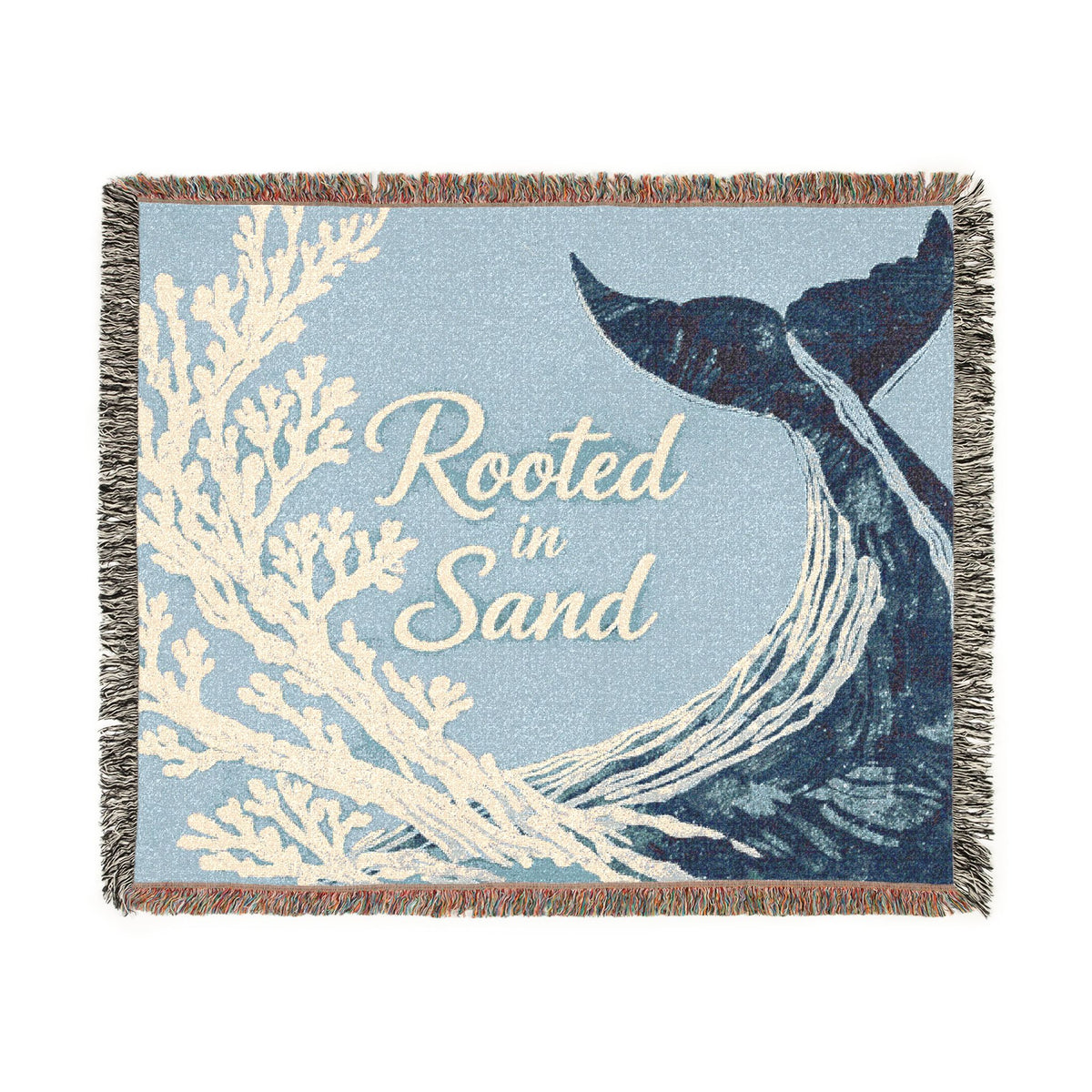 Woven Blanket — Rooted in Sand Coastal Whale Throw