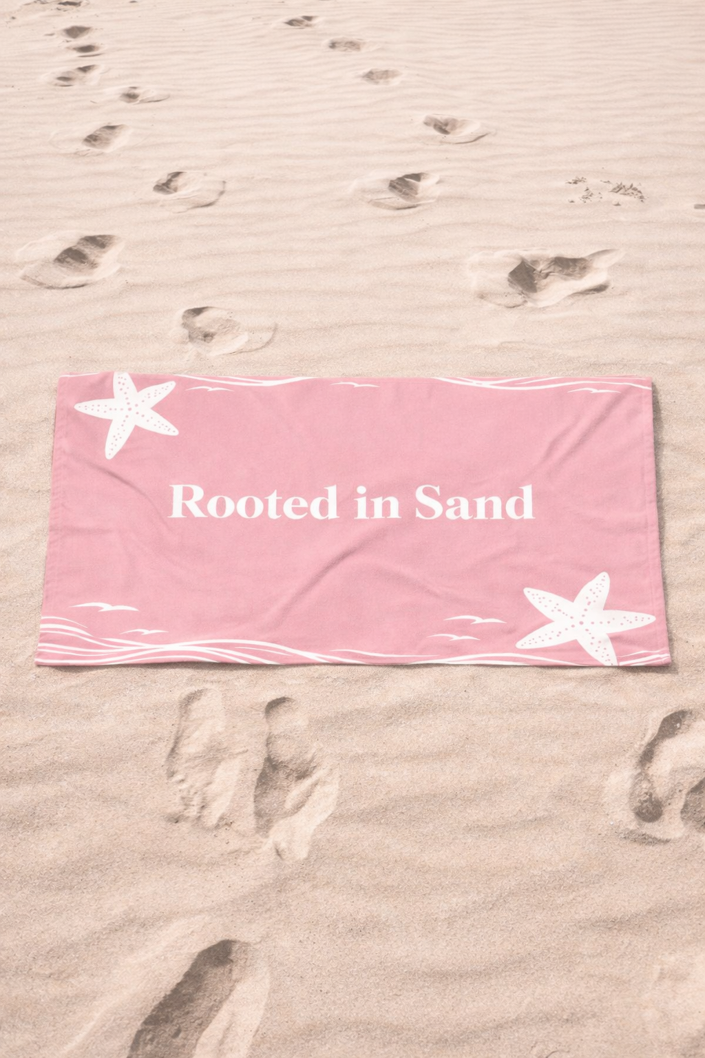 Rooted in Sand Pink Beach Towel – Starfish Seaside Towel