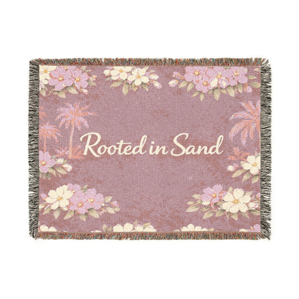 Rooted in Sand Woven Blanket — Floral Beach Throw