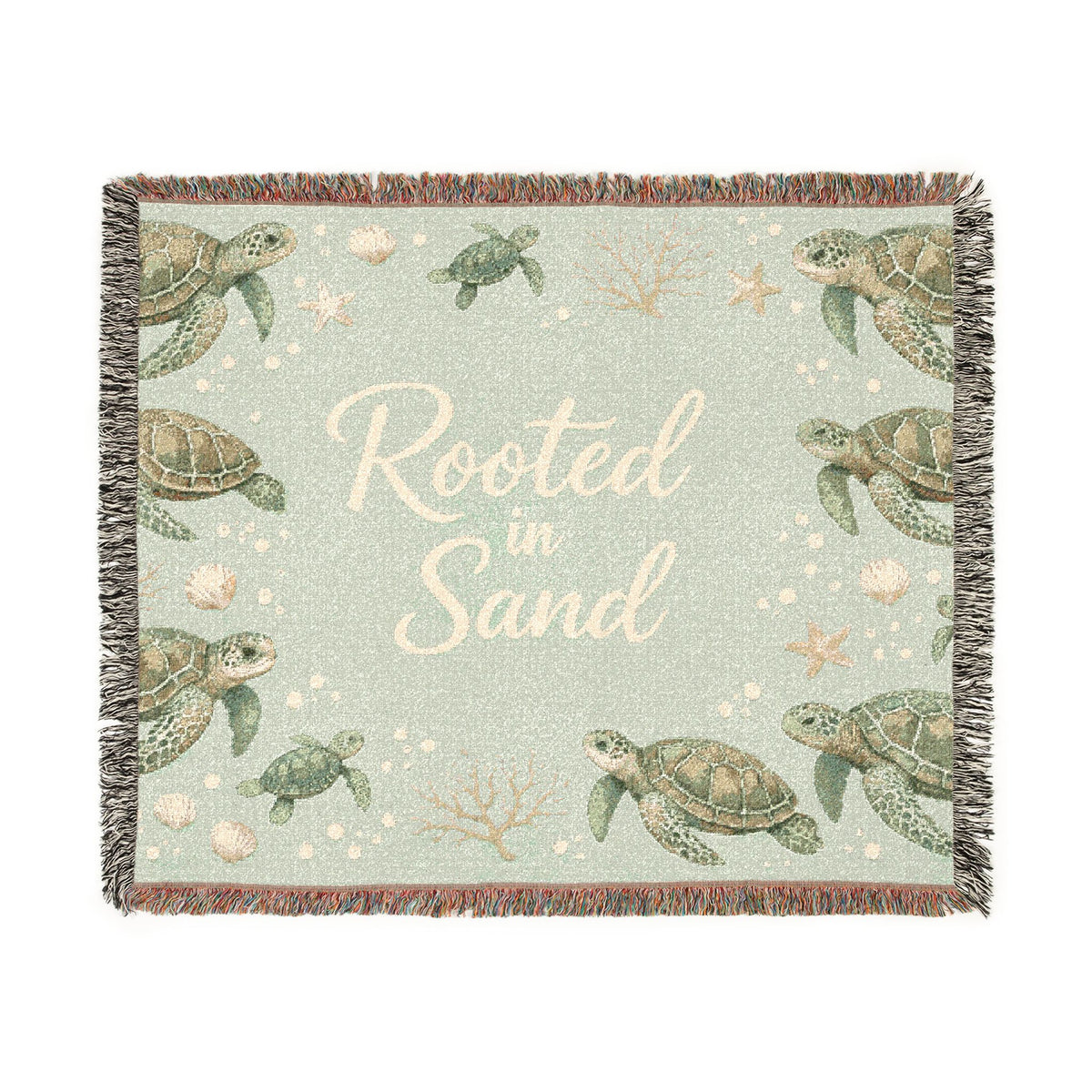Woven Blanket — Rooted in Sand Sea Turtle Throw Blanket