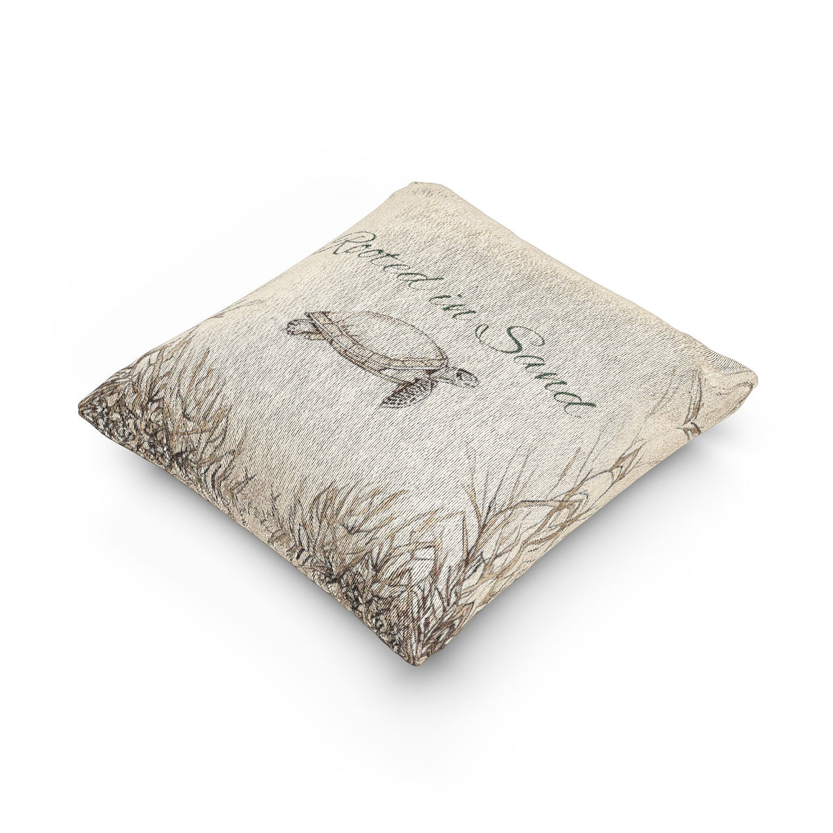 Woven Pillow — Rooted in Sand Turtle Coastal Decorative Pillow