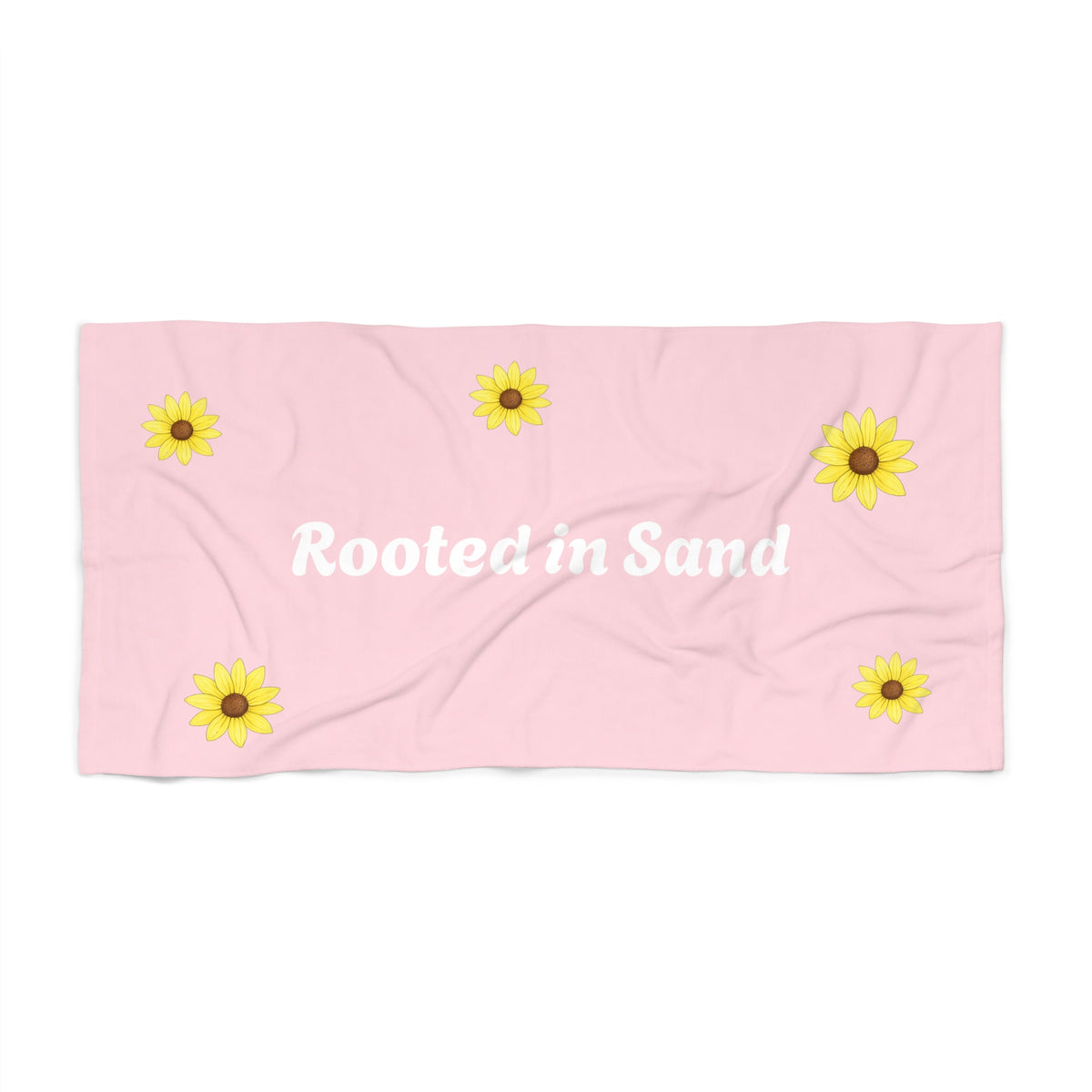 Pink Rooted in Sand Beach Towel — Sunflower Floral Summer Tow