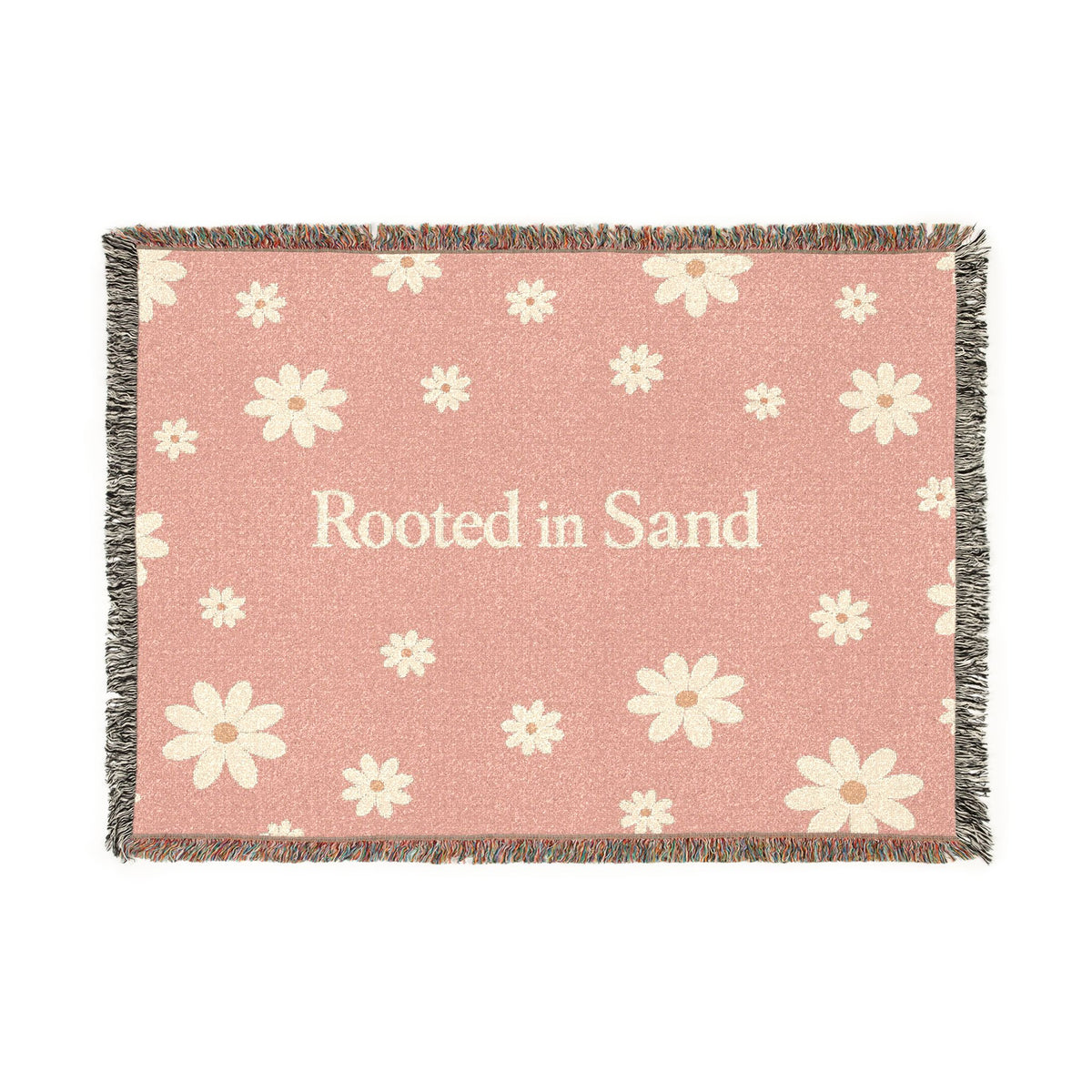 Rooted in Sand Woven Blanket — Boho Floral Throw for Cozy Home Decor