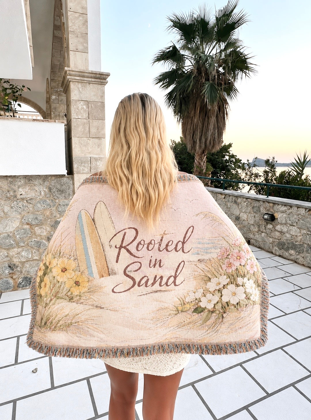 Floral Coastal Woven Throw Blanket | Rooted in Sand