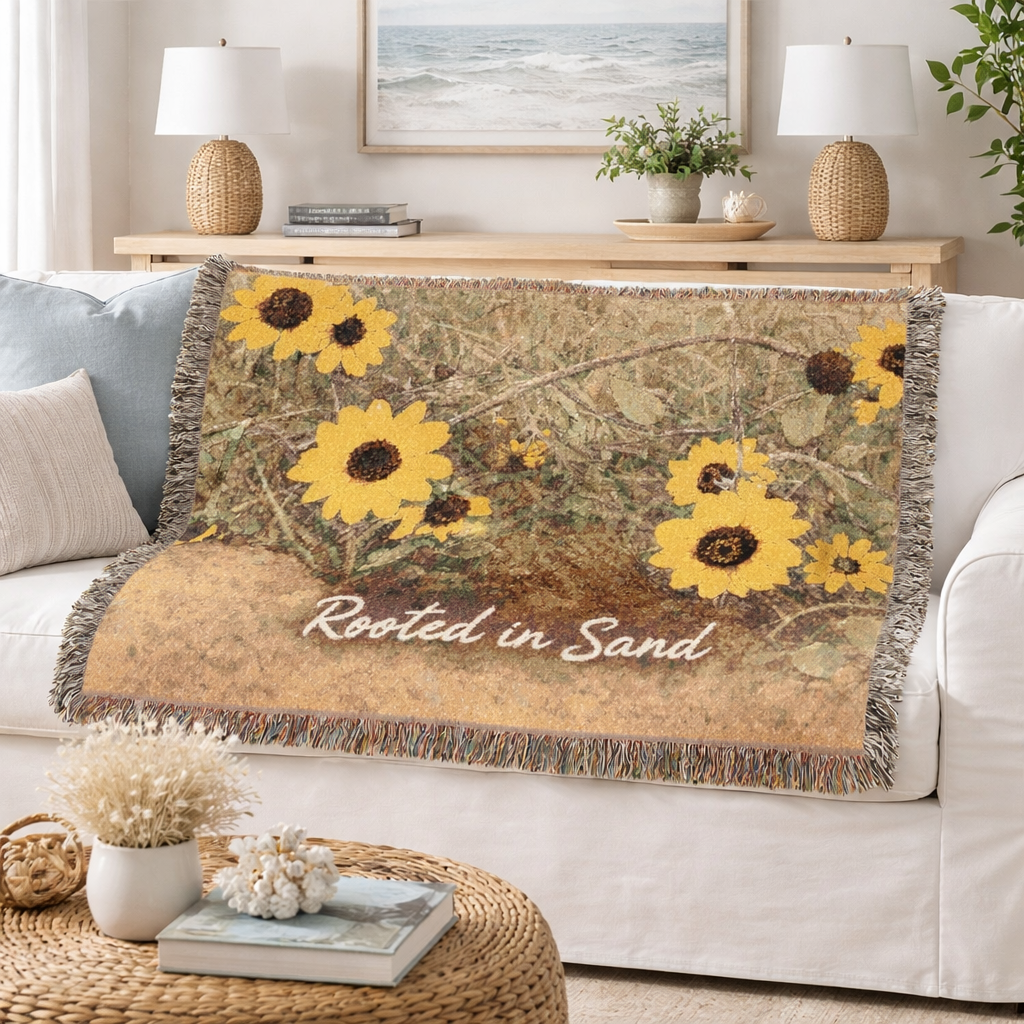 Floral Dune Daisy Woven Throw | Rooted in Sand