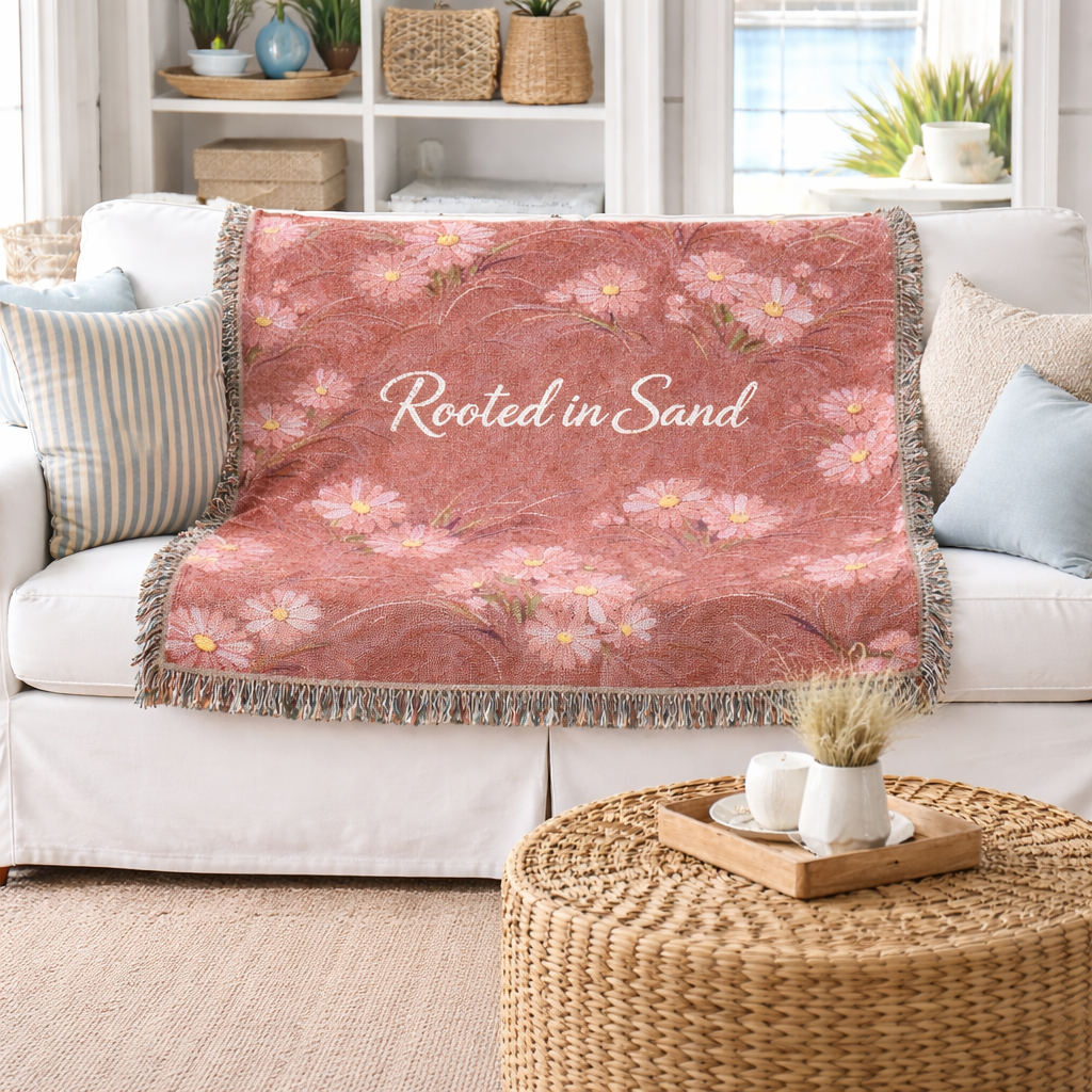 Rooted in Sand Coastal & Aesthetic Woven Blanket