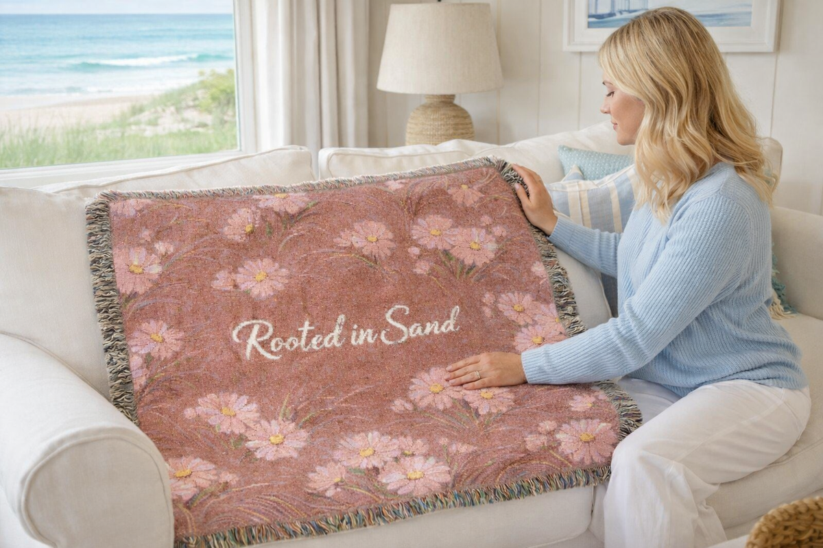 Rooted in Sand Coastal & Aesthetic Woven Blanket