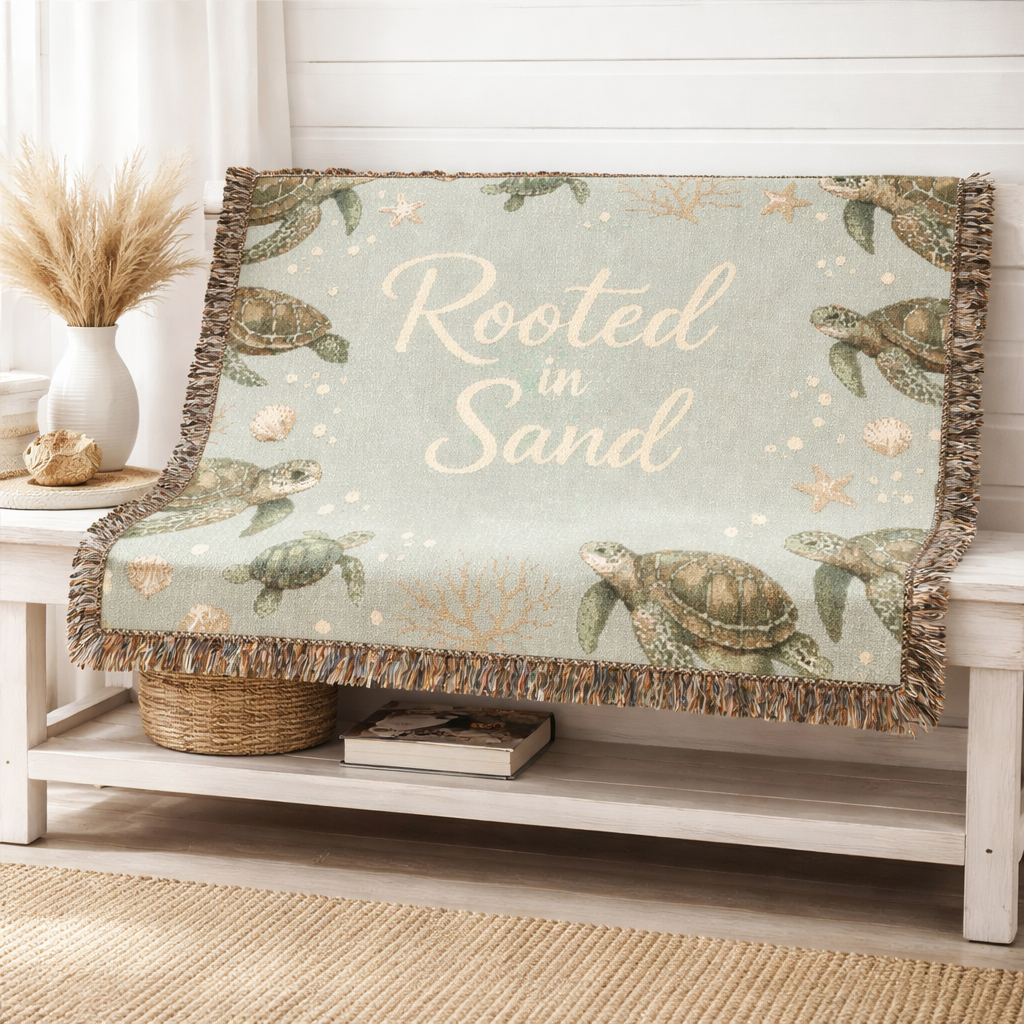 Woven Blanket — Rooted in Sand Sea Turtle Throw Blanket