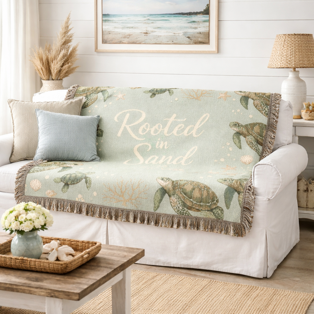 Woven Blanket — Rooted in Sand Sea Turtle Throw Blanket