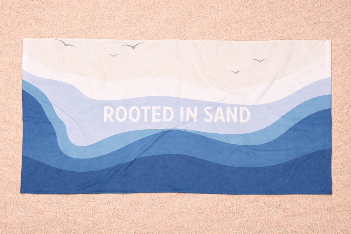 Beach Towel — Rooted in Sand Coastal Waves Towel