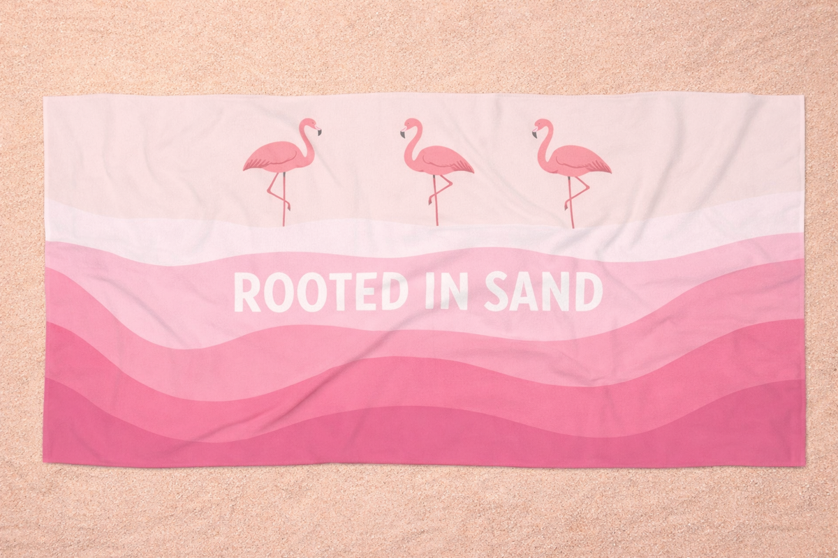 Beach Towel — Pink Flamingo Rooted in Sand Beach Towel
