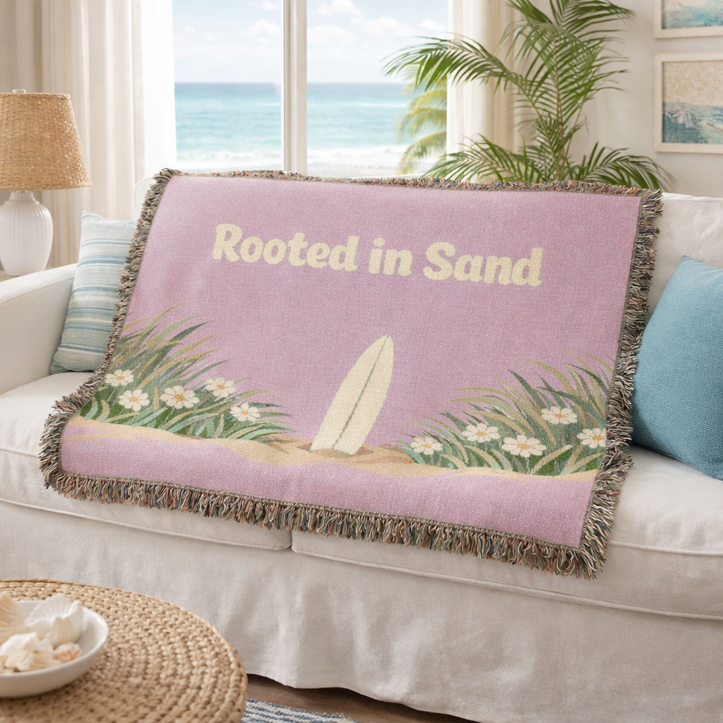 Rooted in Sand — Blush Coastal Woven Throw