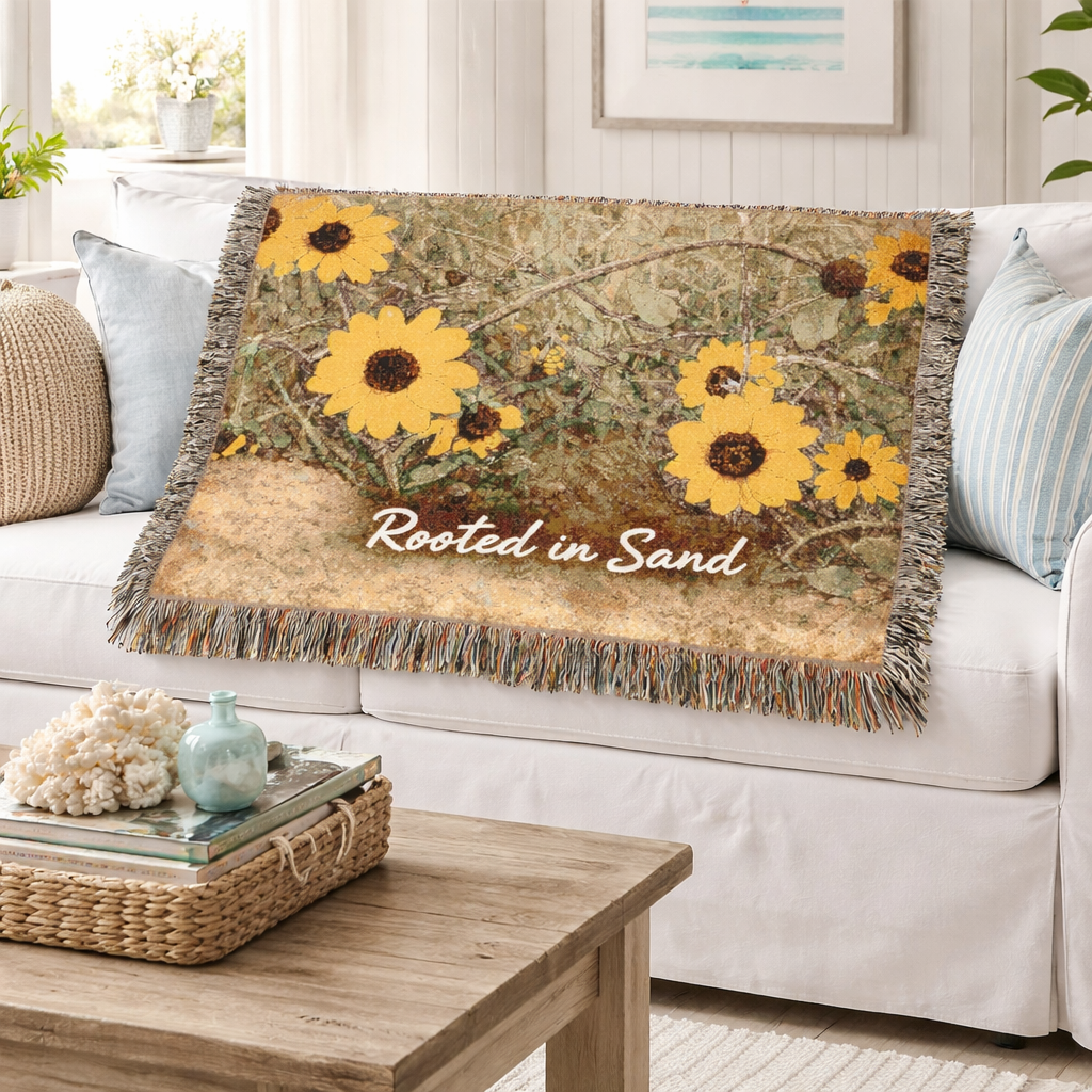 Floral Dune Daisy Woven Throw | Rooted in Sand