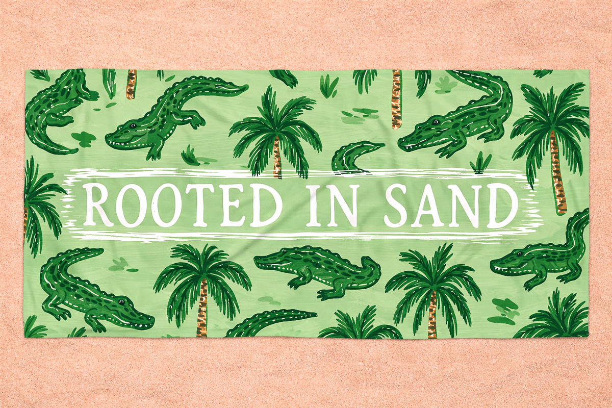 Rooted in Sand Alligator Beach Towel