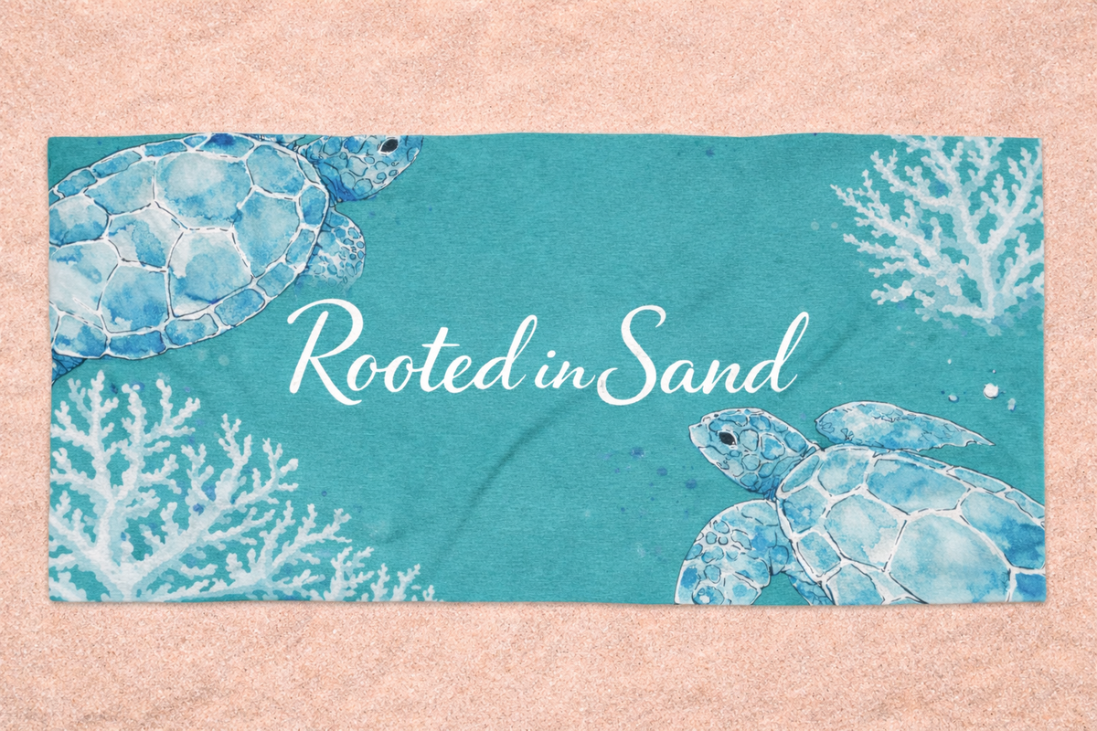 Rooted in Sand Coastal Turtle Beach Towel