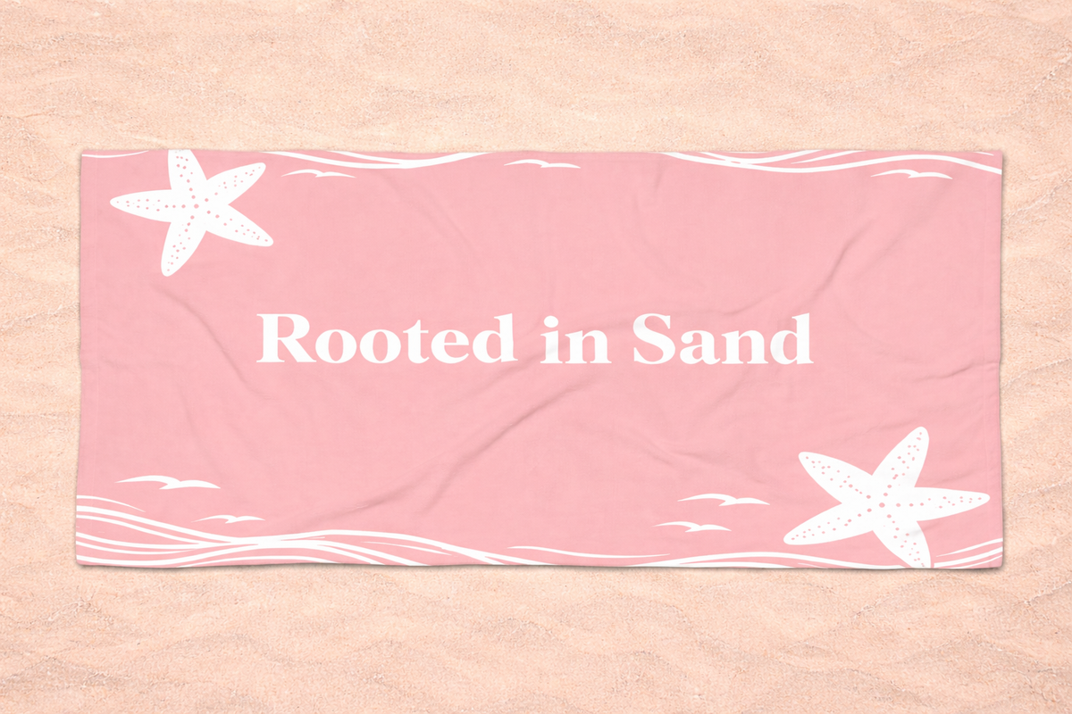 Rooted in Sand Pink Beach Towel – Starfish Seaside Towel