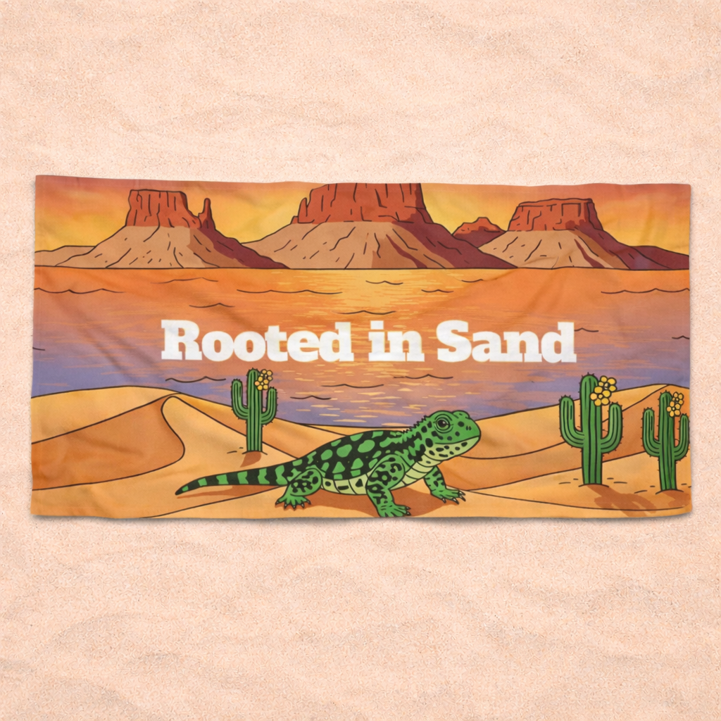Desert Lizard Rooted in Sand Beach Towel
