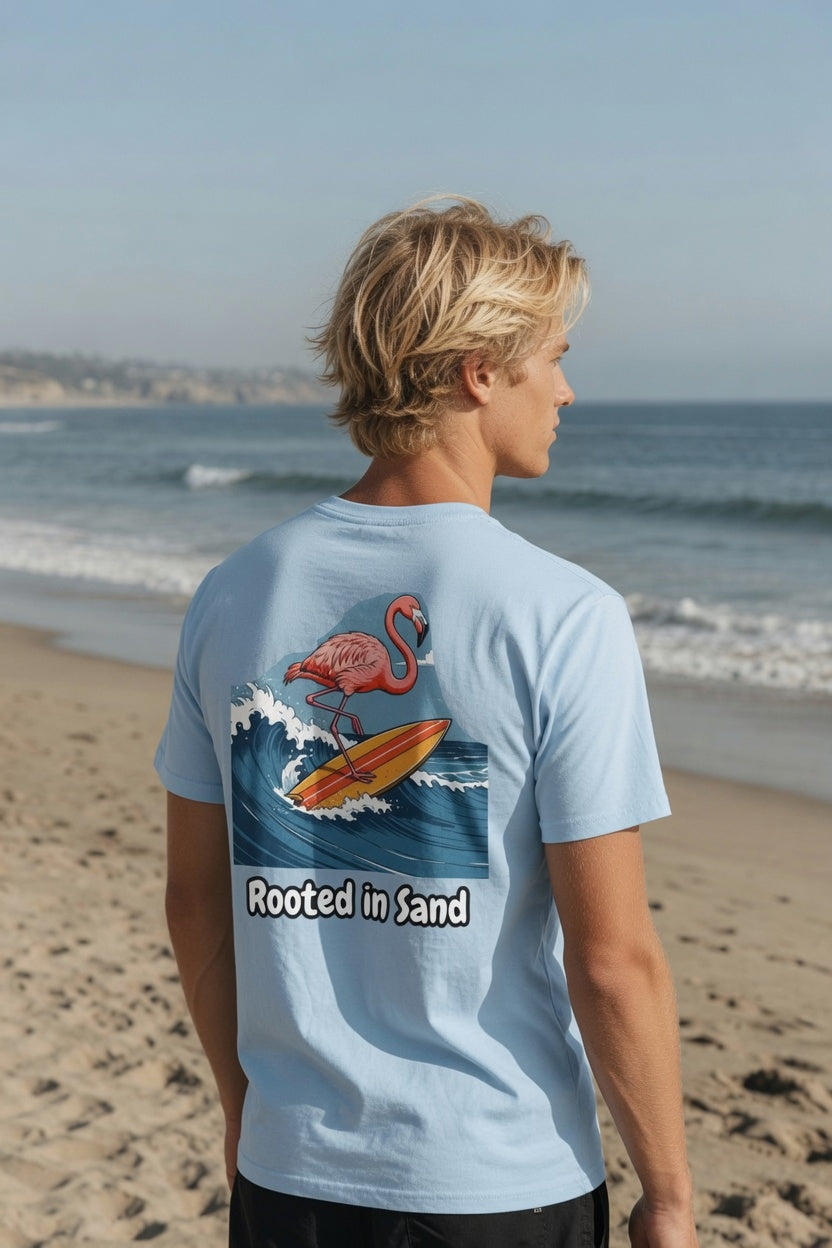 Rooted in Sand Flamingo Surf Tee